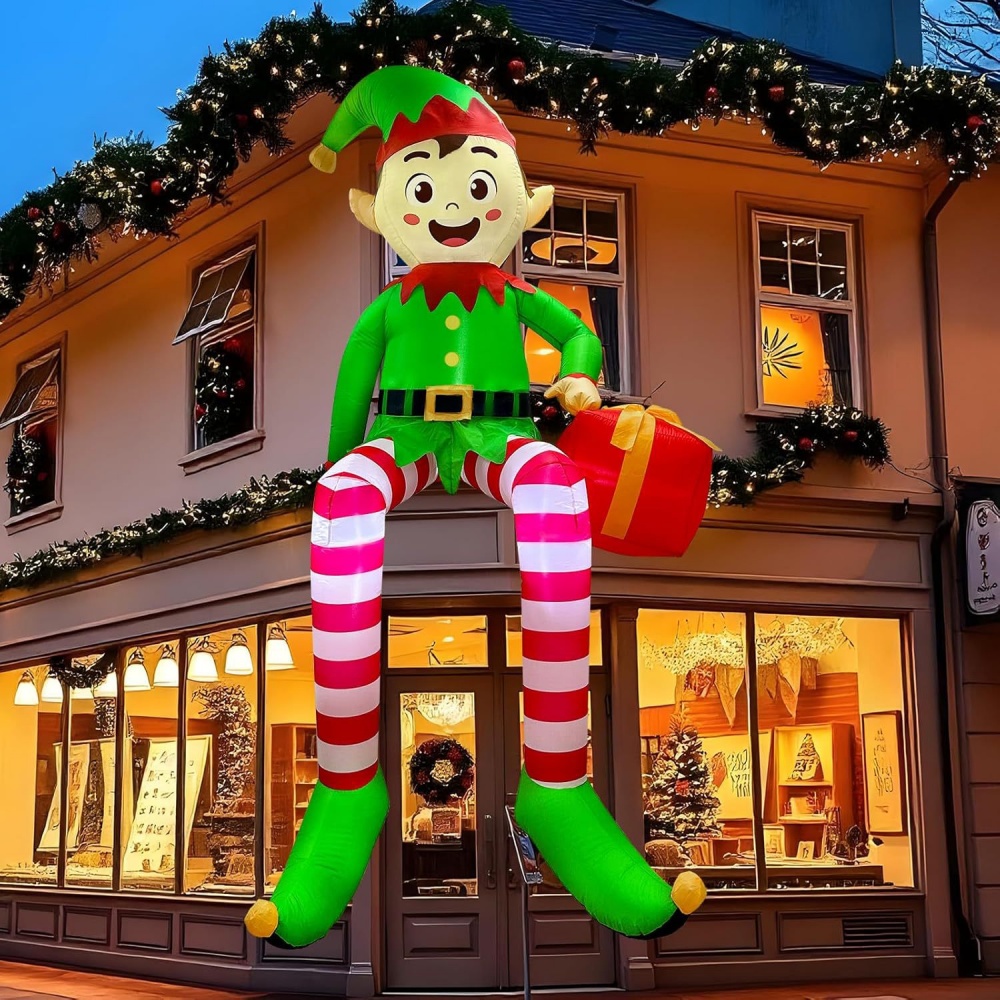 Kids Outdoor Inflatable - 8FT Christmas Inflatables Sitting Elf Decoration