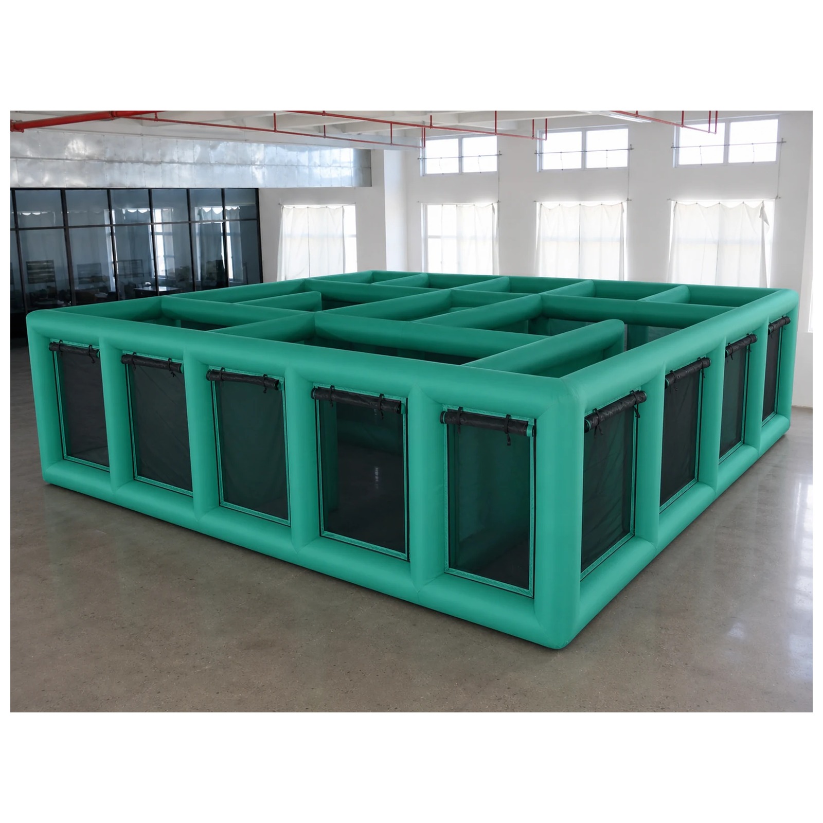 Kids Outdoor Inflatable - Inflatable Maze 7X7m 23X23ft Teal Mesh