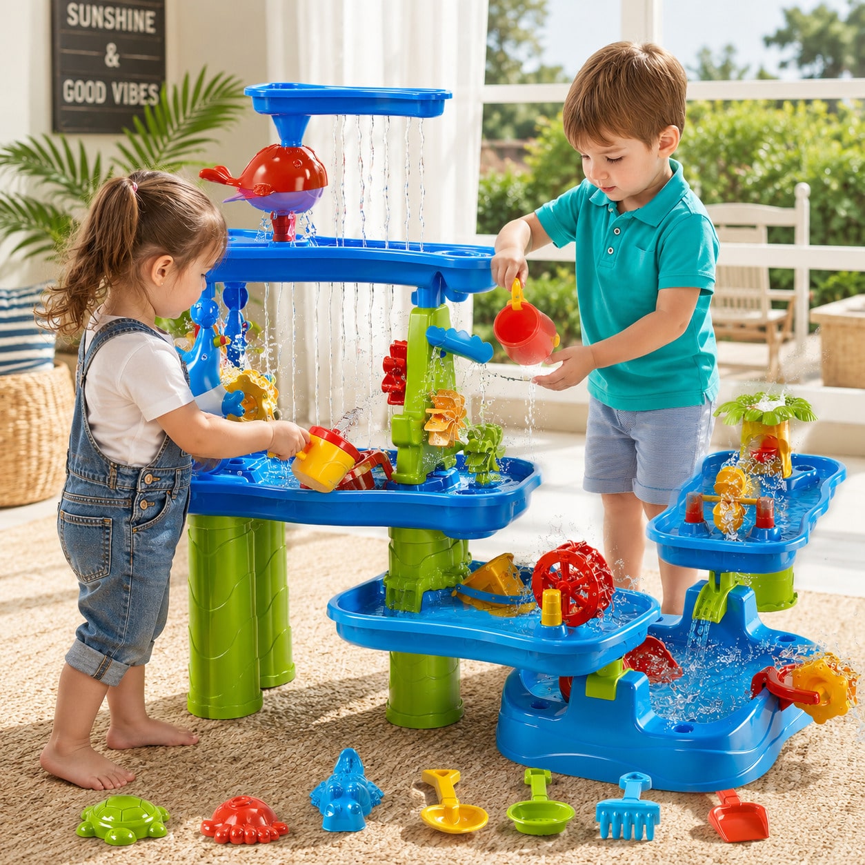 Kids Outdoor Sensory Table - 5-Tier Water Table For Kids, Water