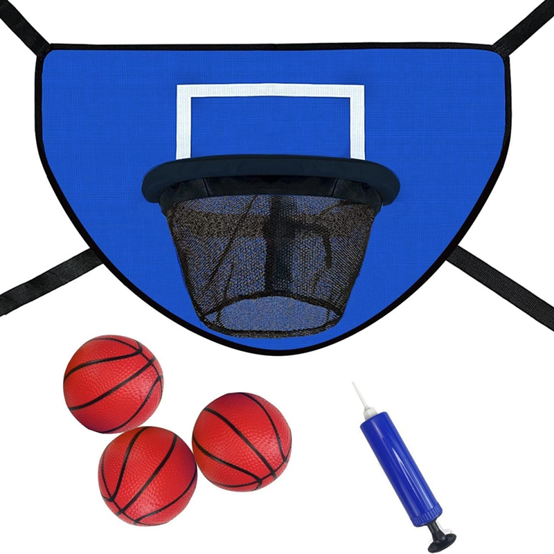 Kids Outdoor Trampoline - Trampoline Basketball Hoop Kit With Pump