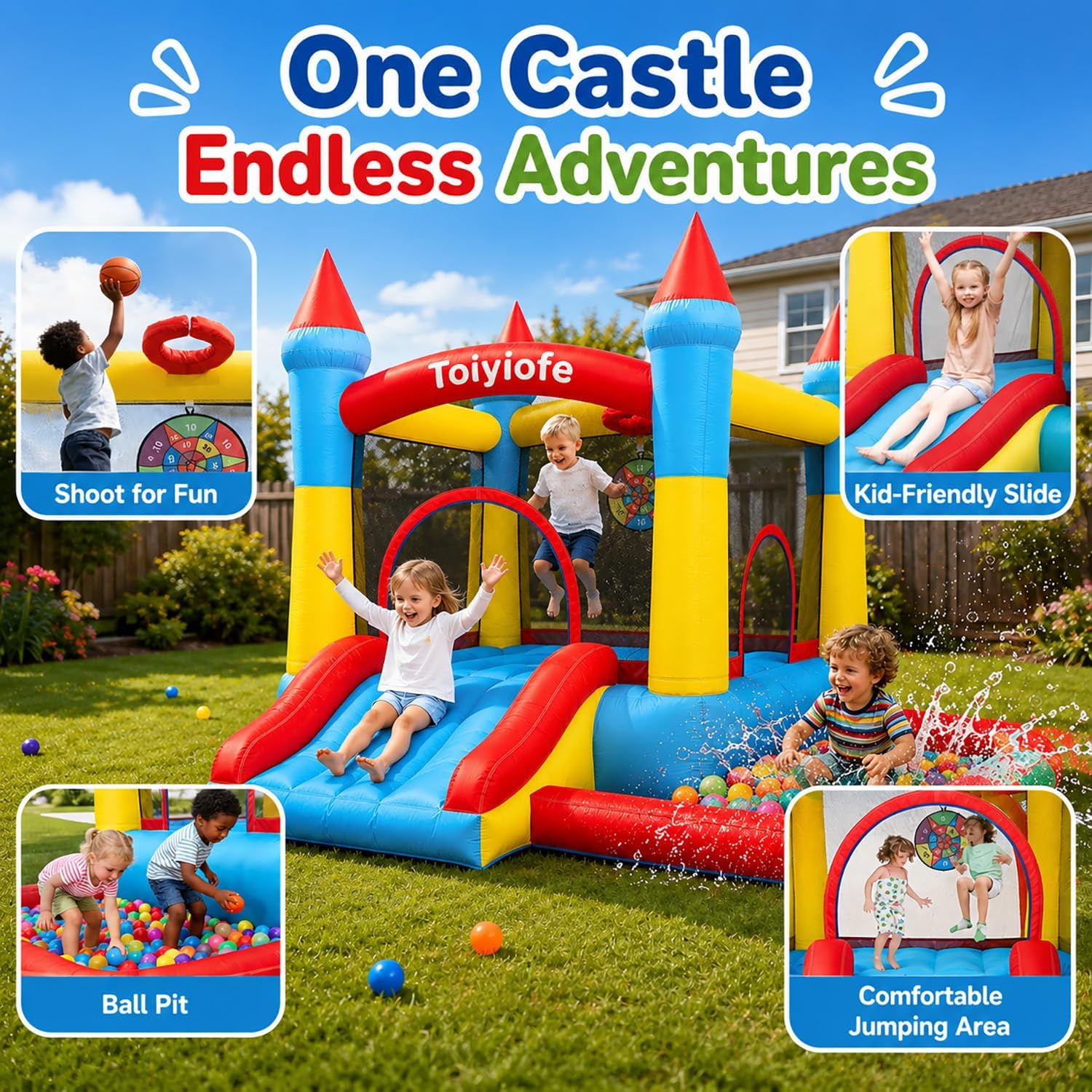Bounce House for Kids 3-6, Tod - Kids Outdoor Jumping Castle ulasan dan harga