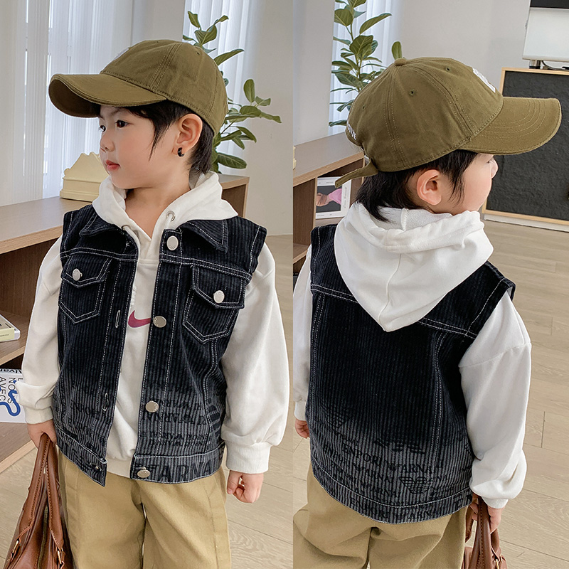 Boy Black Denim Vest Spring Au - Kids Outdoor Vest ulasan dan harga