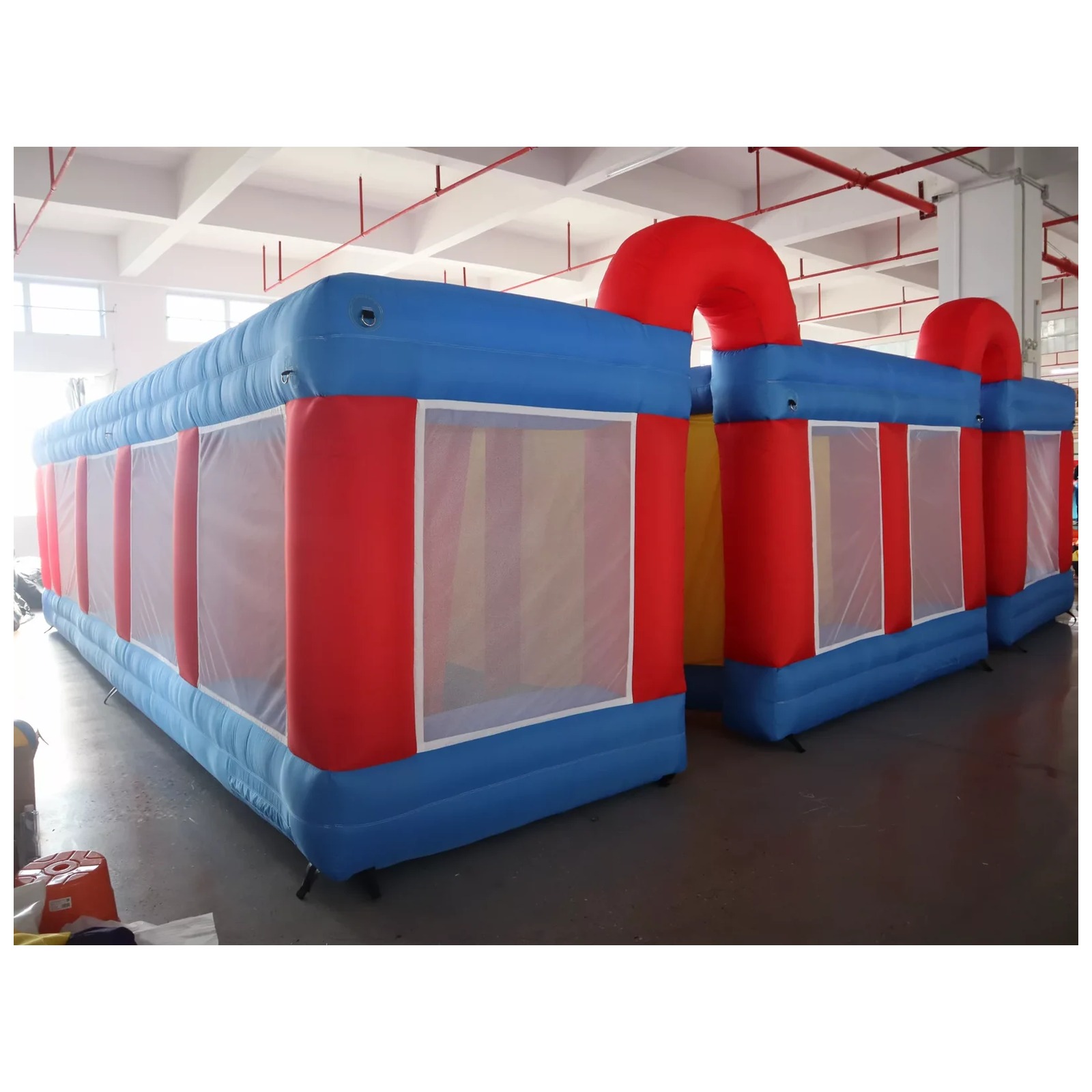 Large Red Blue Mesh Double Arc - Kids Outdoor Inflatable ulasan dan harga