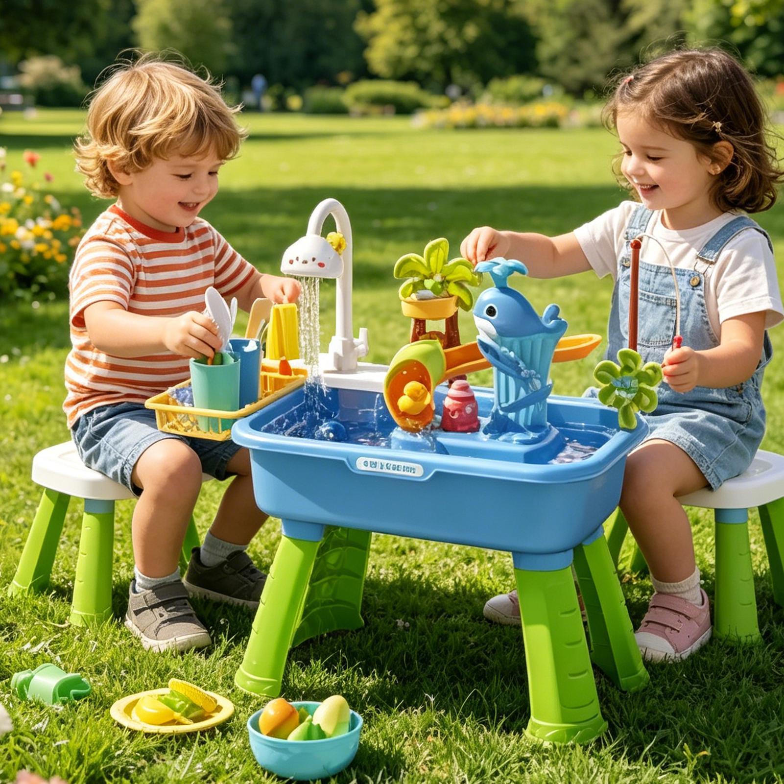 Toddler Water Table Kitchen Pl - Kids Outdoor Sensory Table ulasan dan harga