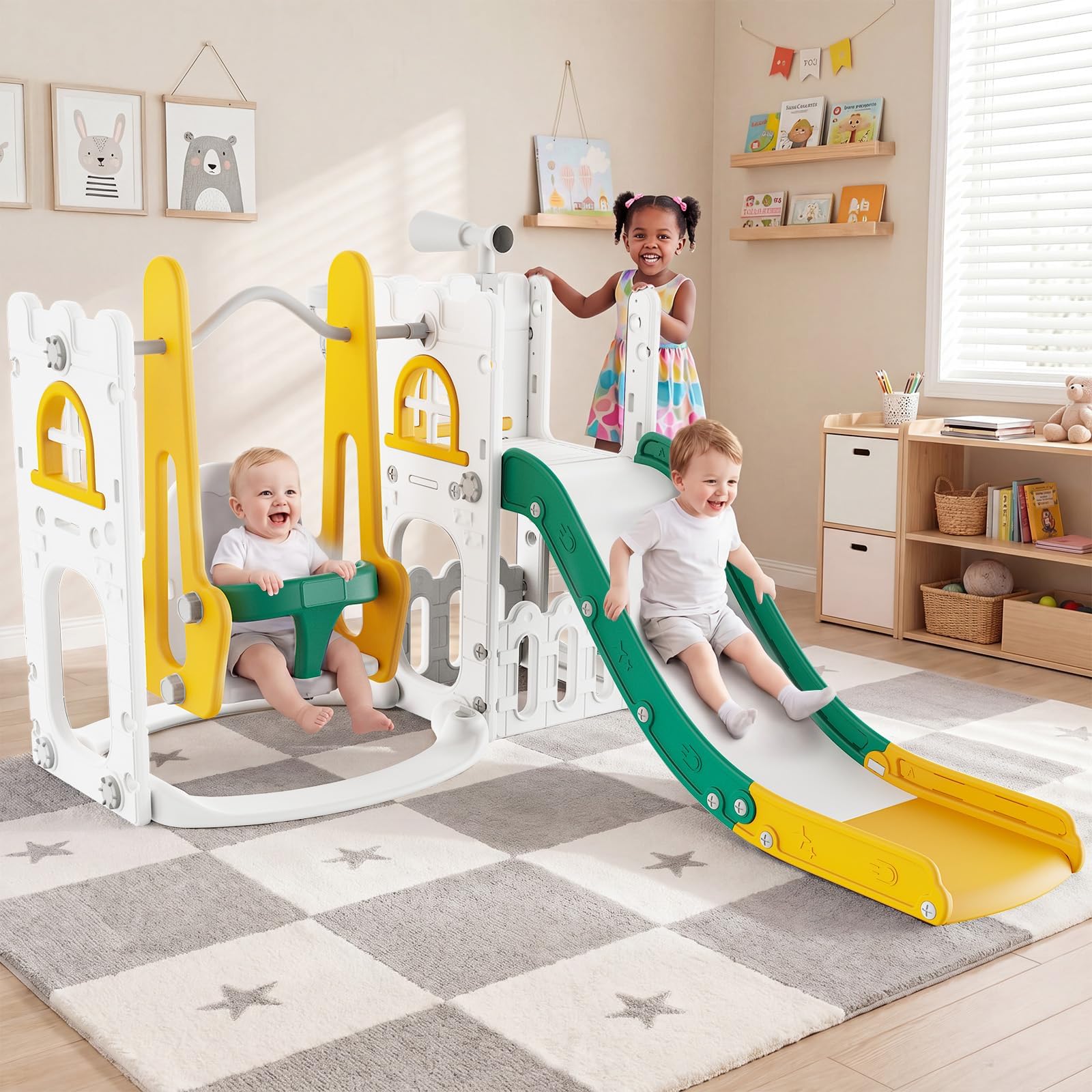 7 in 1 Toddler Slide And Swing - Kids Outdoor Climber ulasan dan harga
