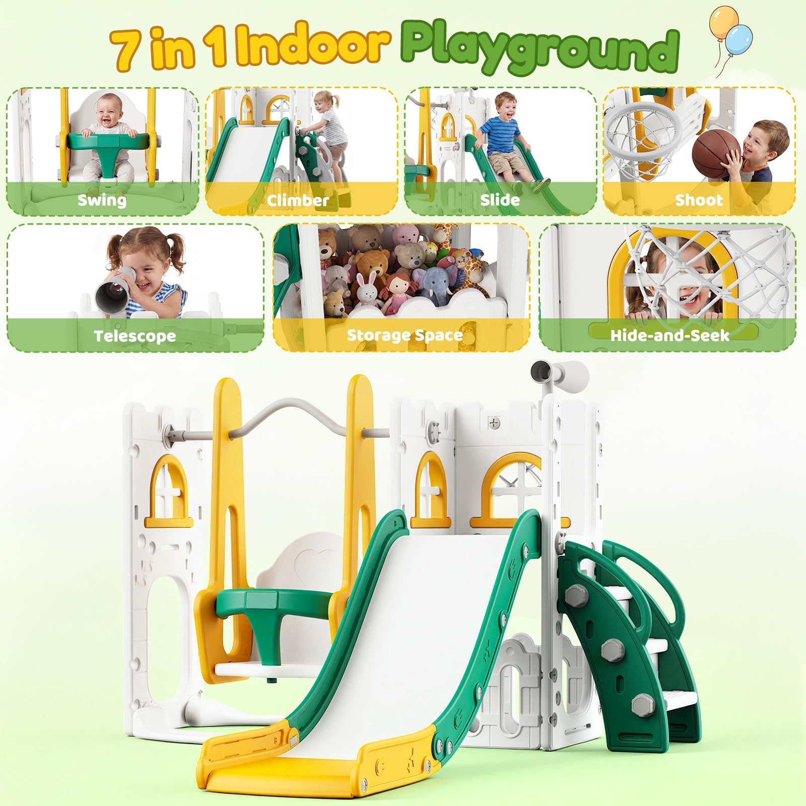 7 in 1 Toddler Slide And Swing - Kids Outdoor Climber ulasan dan harga