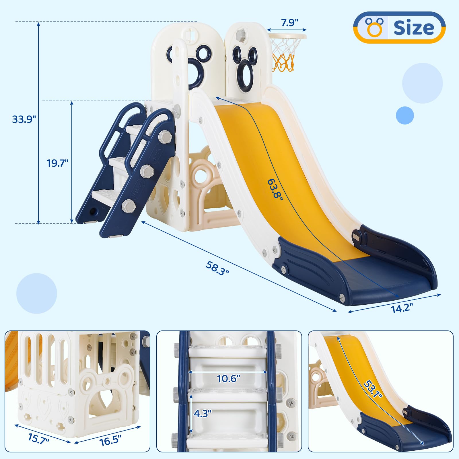 6 in 1 Toddler Slide Playset,  - Kids Outdoor Climber ulasan dan harga