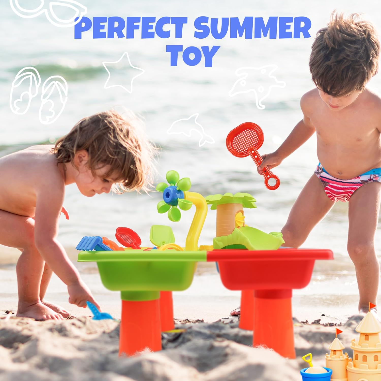 4 In 1 Kids Water and Sand Out - Kids Outdoor Sensory Table ulasan dan harga