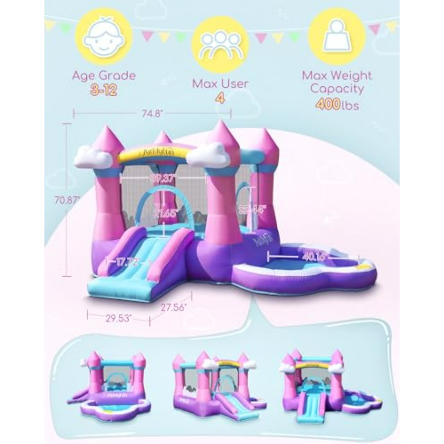 Pink inflatable bounce house f - Kids Outdoor House ulasan dan harga