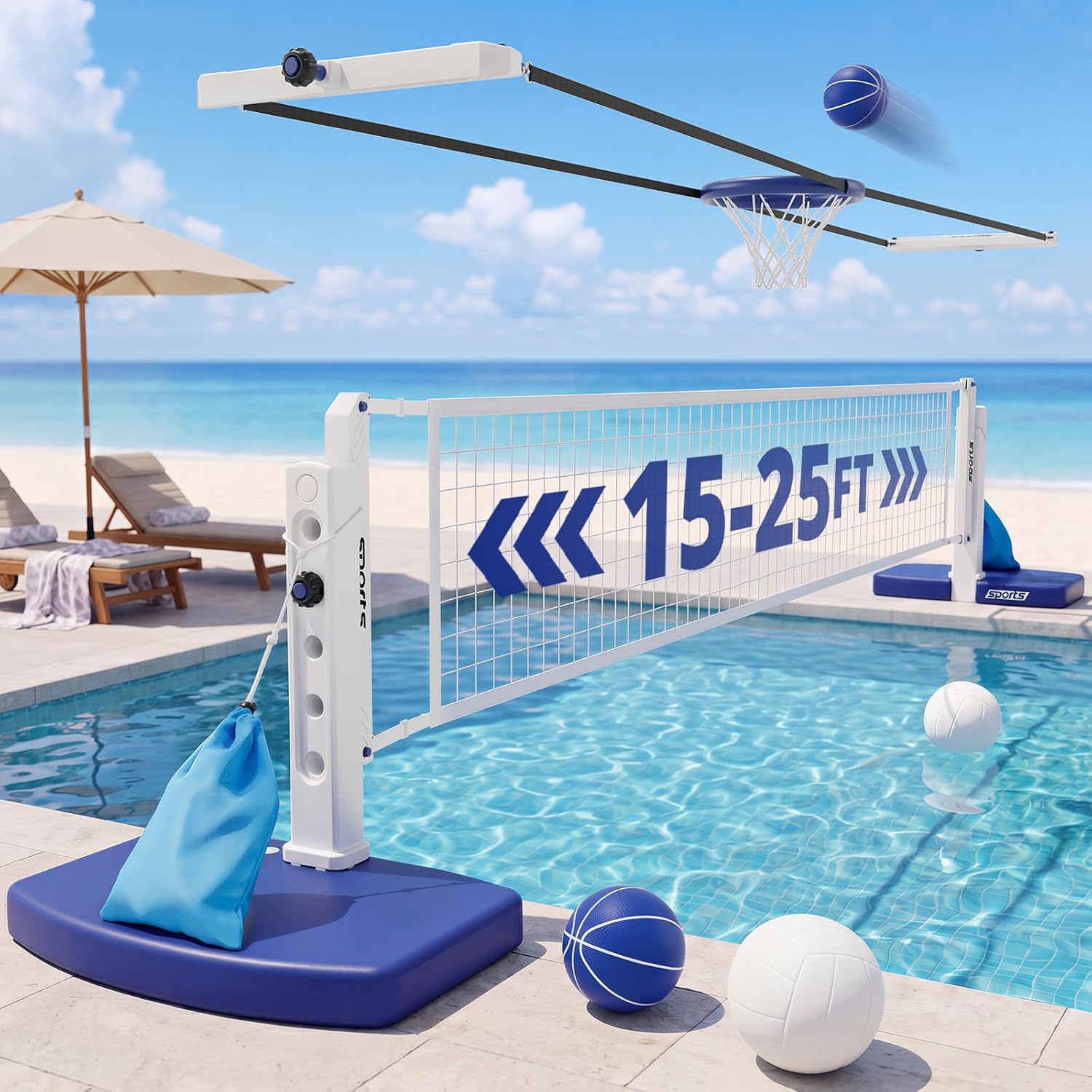 Swimming Pool Volleyball and B - Kids Outdoor Volleyball Net ulasan dan harga
