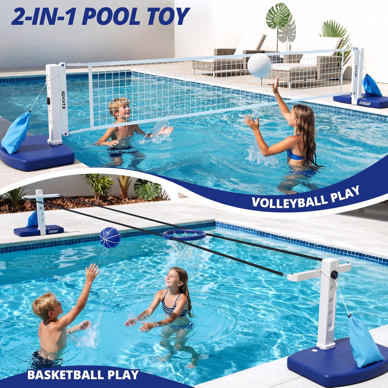 Swimming Pool Volleyball and B - Kids Outdoor Volleyball Net ulasan dan harga