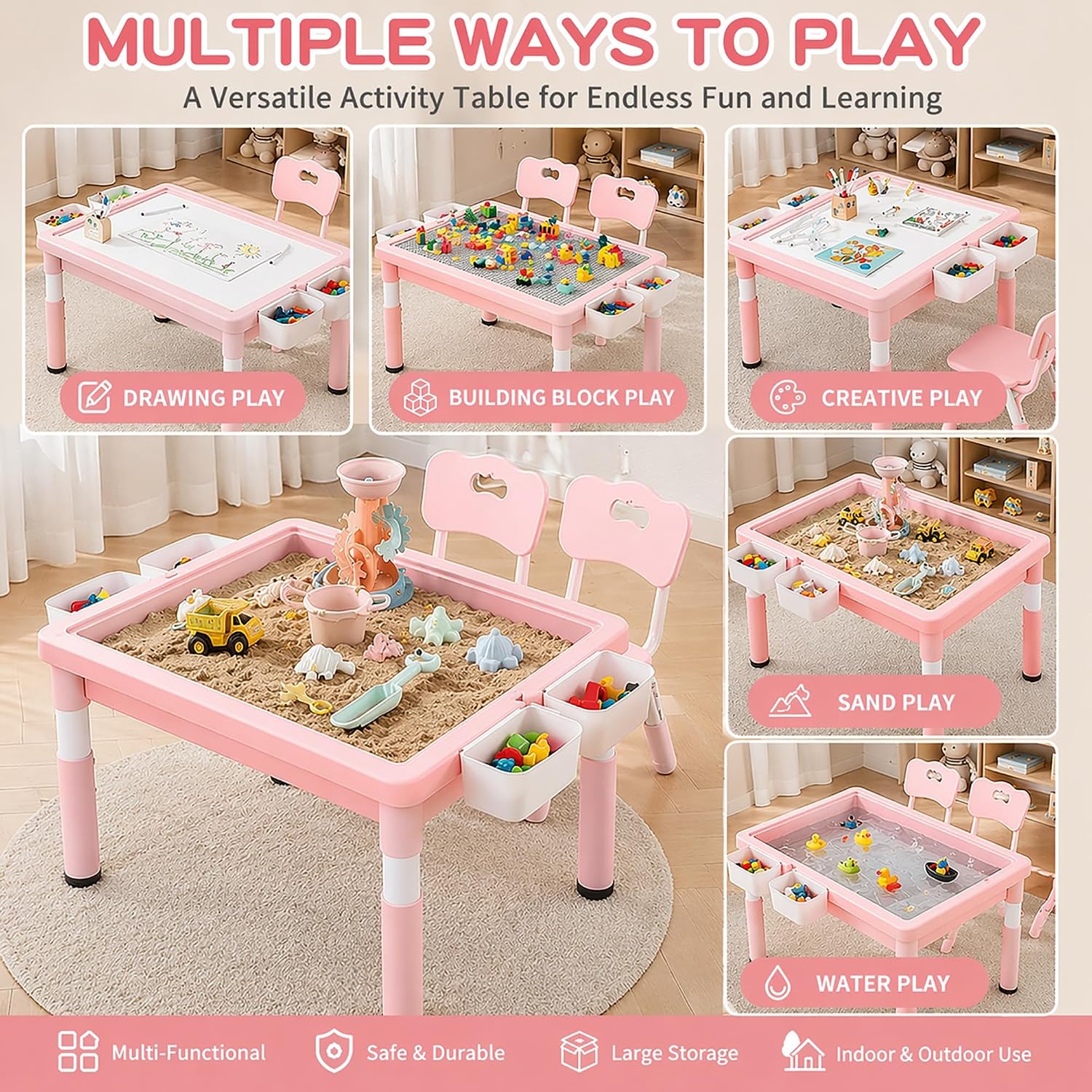 Kids Activity Table with Stora - Kids Outdoor Sensory Table ulasan dan harga